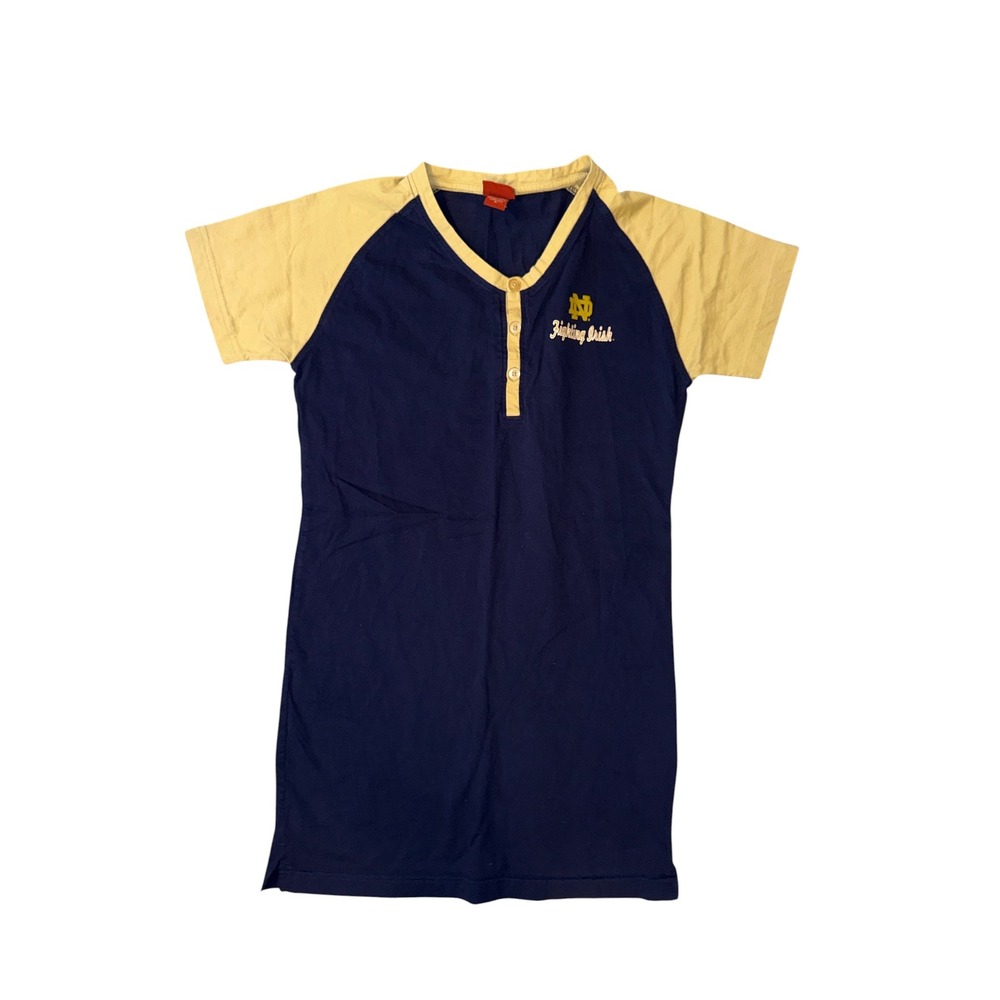 Red Oak Notre Dame Fighting Irish Henley Women S Navy Tan Raglan Tee dress
